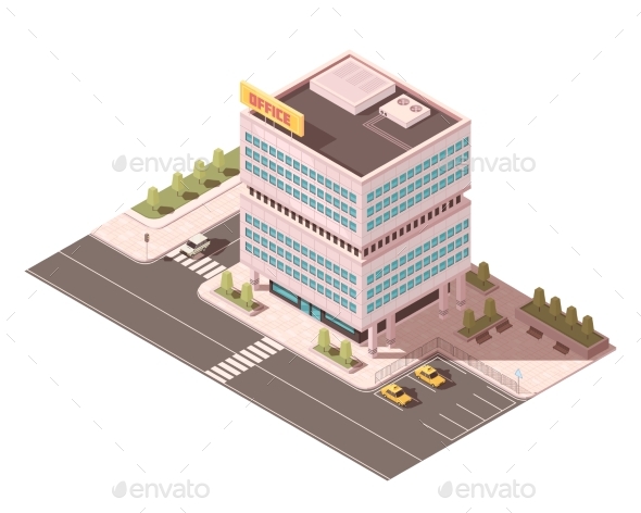 Office Building Isometric Mockup