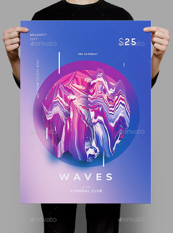 Waves Flyer / Poster Template - Clubs & Parties Events