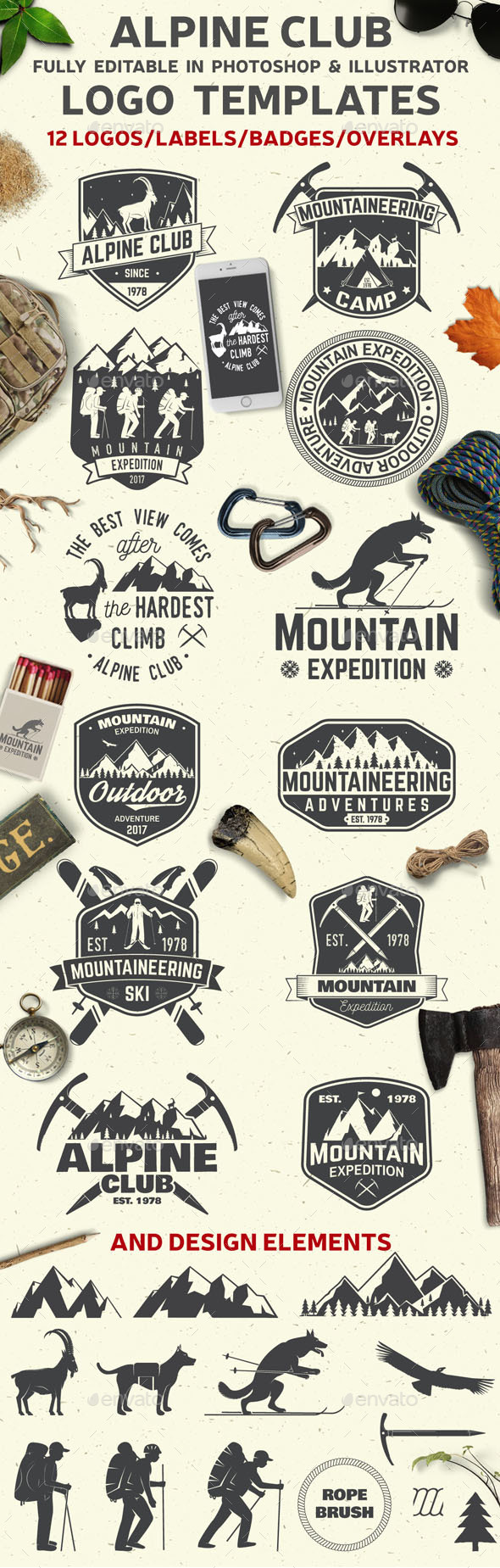 Alpine Club Vintage Collection - Badges & Stickers Web Elements