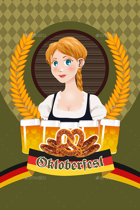 GraphicRiver Oktoberfest Poster With Bavarian Woman 20535364 GraphicRiver Oktoberfest Poster With Bavarian Woman 20535364