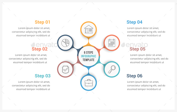 Circle Infographics with Six Steps - Infographics