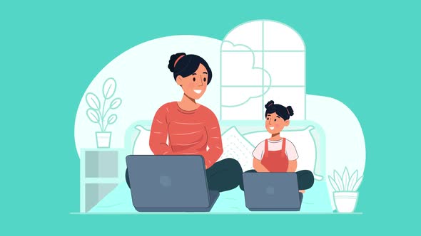 Work From Home Animation Scene 05, Motion Graphics | VideoHive