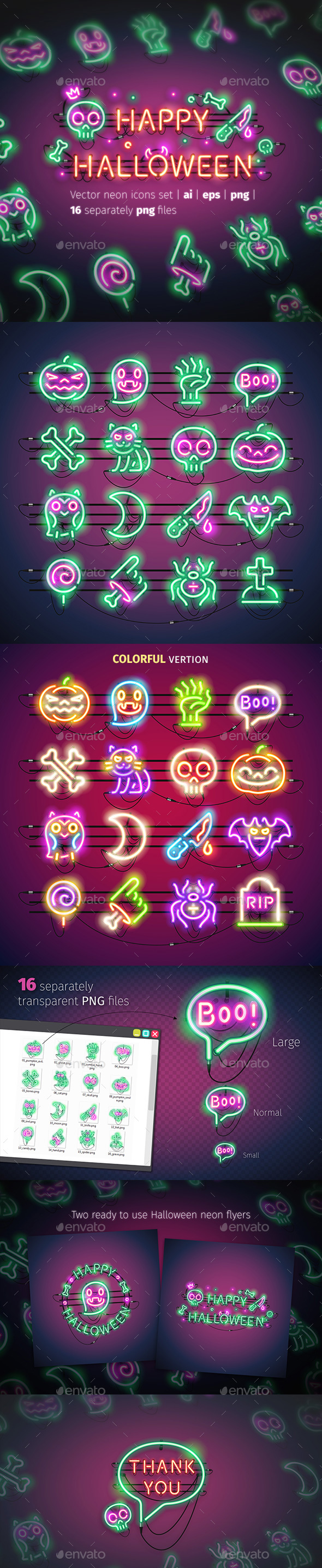 Halloween Neon Icons - Miscellaneous Icons