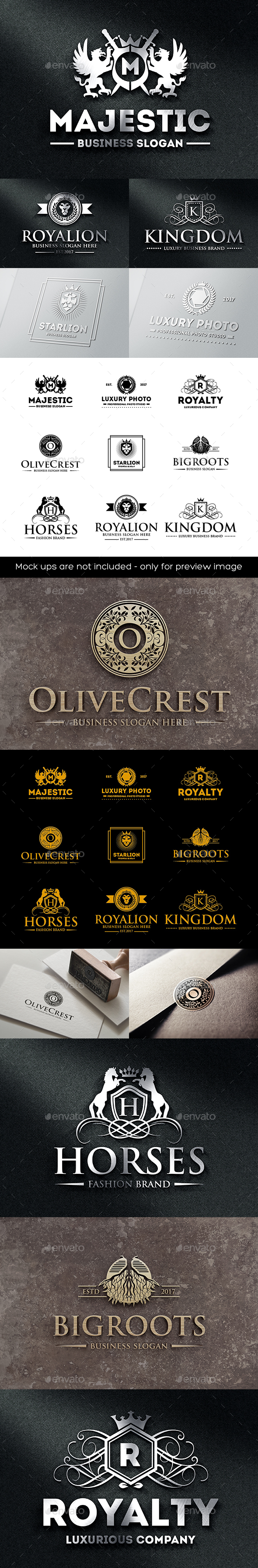 Luxury Heraldic Royal Crest Logo Badges - Badges & Stickers Web Elements