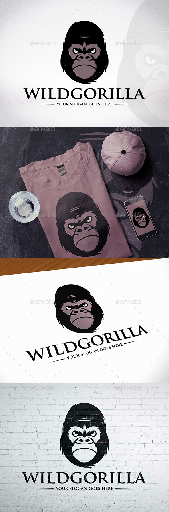 Gorilla Head Logo Design - Animals Logo Templates