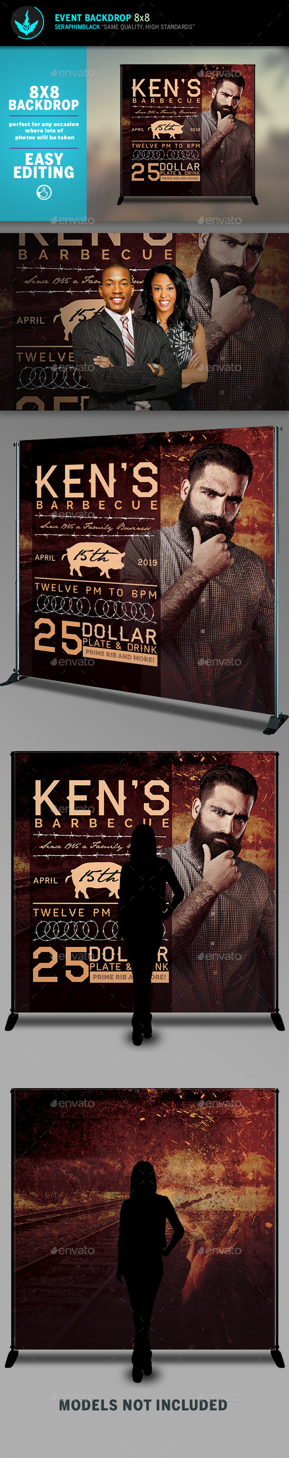 Barbecue 8x8 Event Backdrop Template - Signage Print Templates