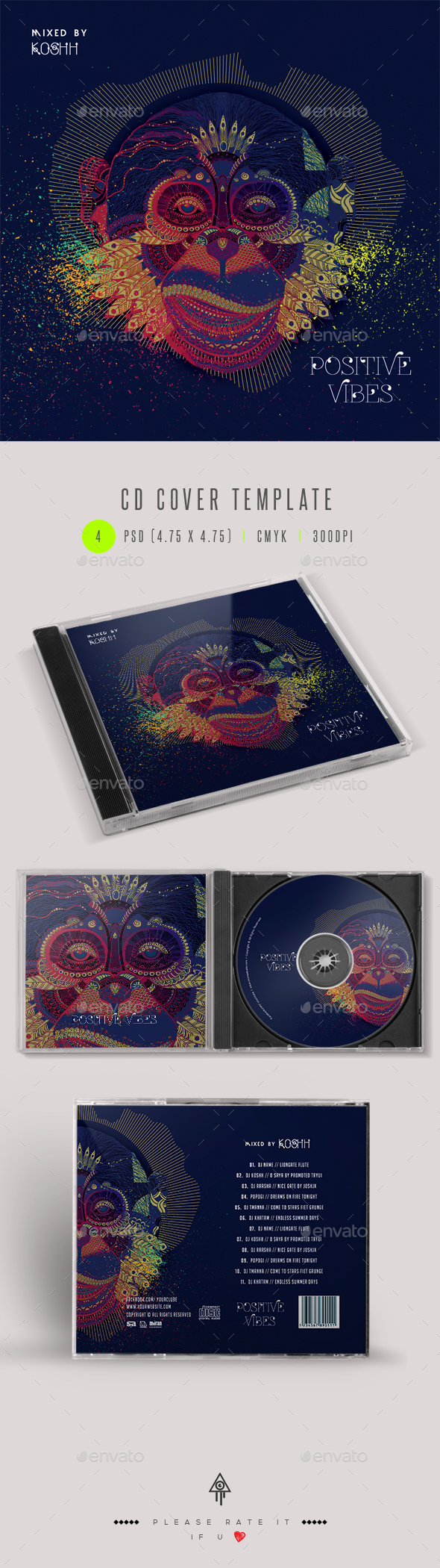 Positive Vibes - CD Cover Artwork - CD & DVD Artwork Print Templates