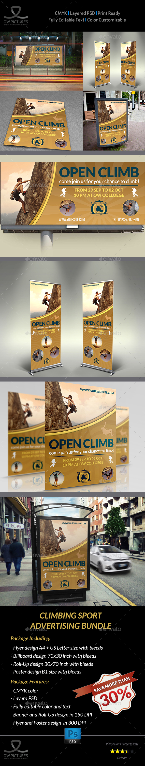 Climbing Sport Advertising Bundle - Signage Print Templates