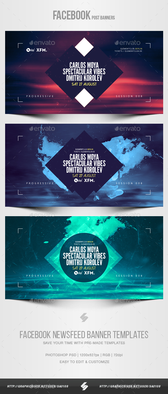 Electronic Music Party vol.30 - Facebook Post Banner Templates - Social Media Web Elements