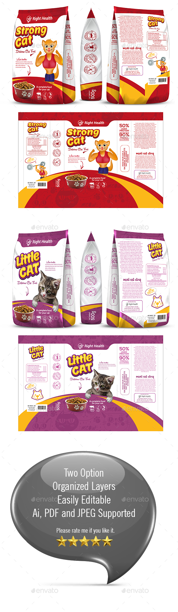 Cat Supplement Packaging Template-05 - Packaging Print Templates