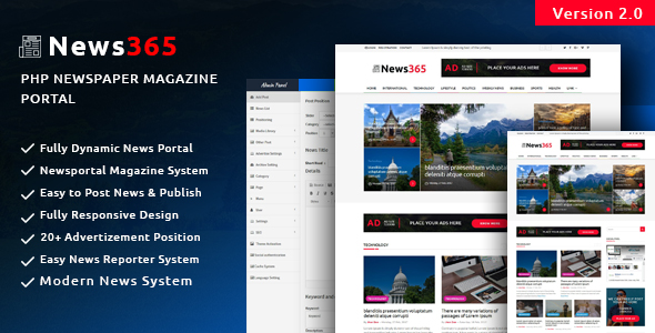 News365 – PHP Newspaper Script Magazine Blog with Video Newspaper - CodeCanyon Item for Sale