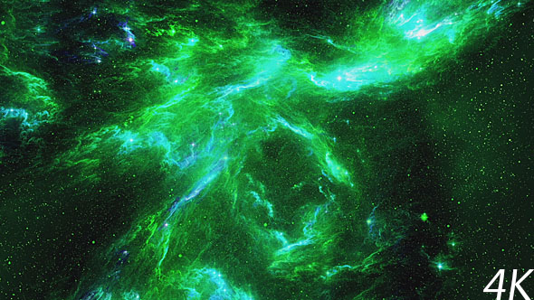 Green Tunnel of the Nebula in Space