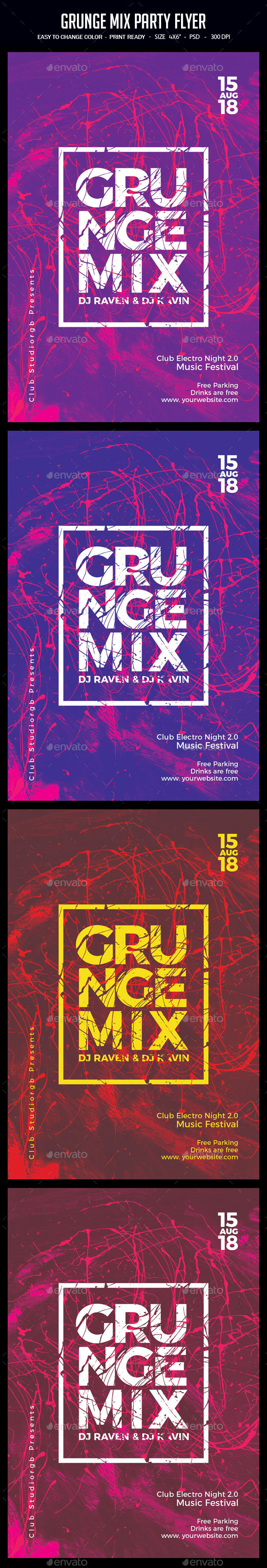Grunge Mix Party Flyer - Clubs & Parties Events