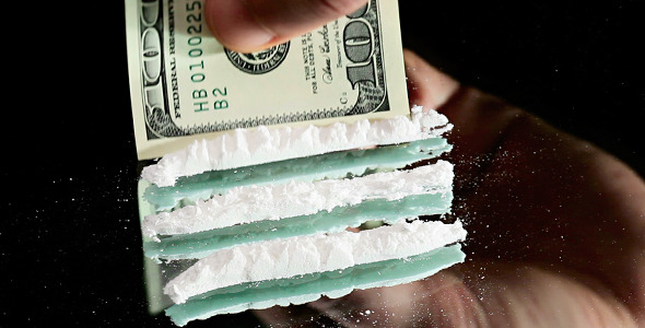 Cocaine Heap Formed In Lines With 100 Dollar Bankn