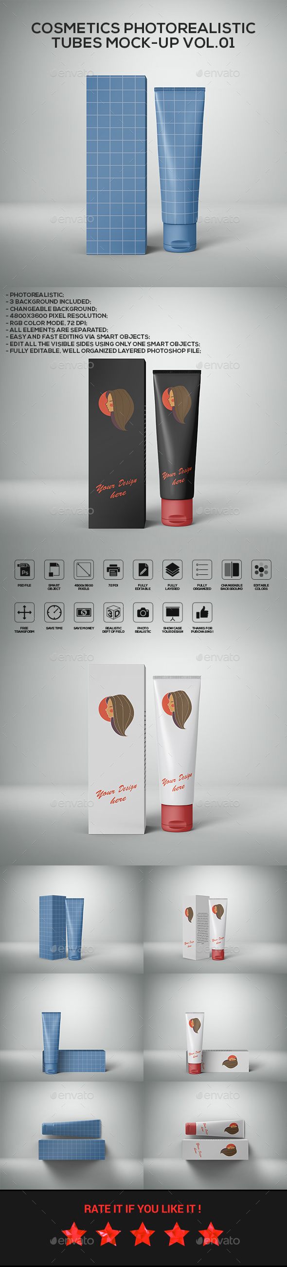 Cosmetics Photorealistic Tubes Mock-Up Vol.01 - Beauty Packaging