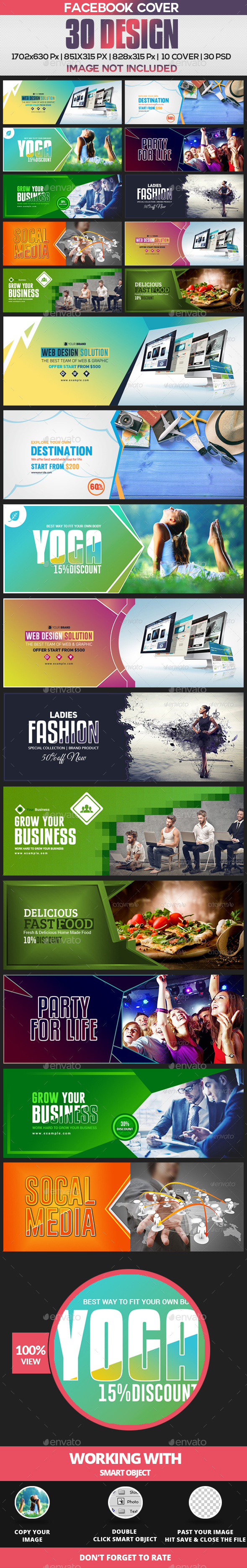 30 Facebook Cover Bundle(vol -1) - 8 Set - Facebook Timeline Covers Social Media