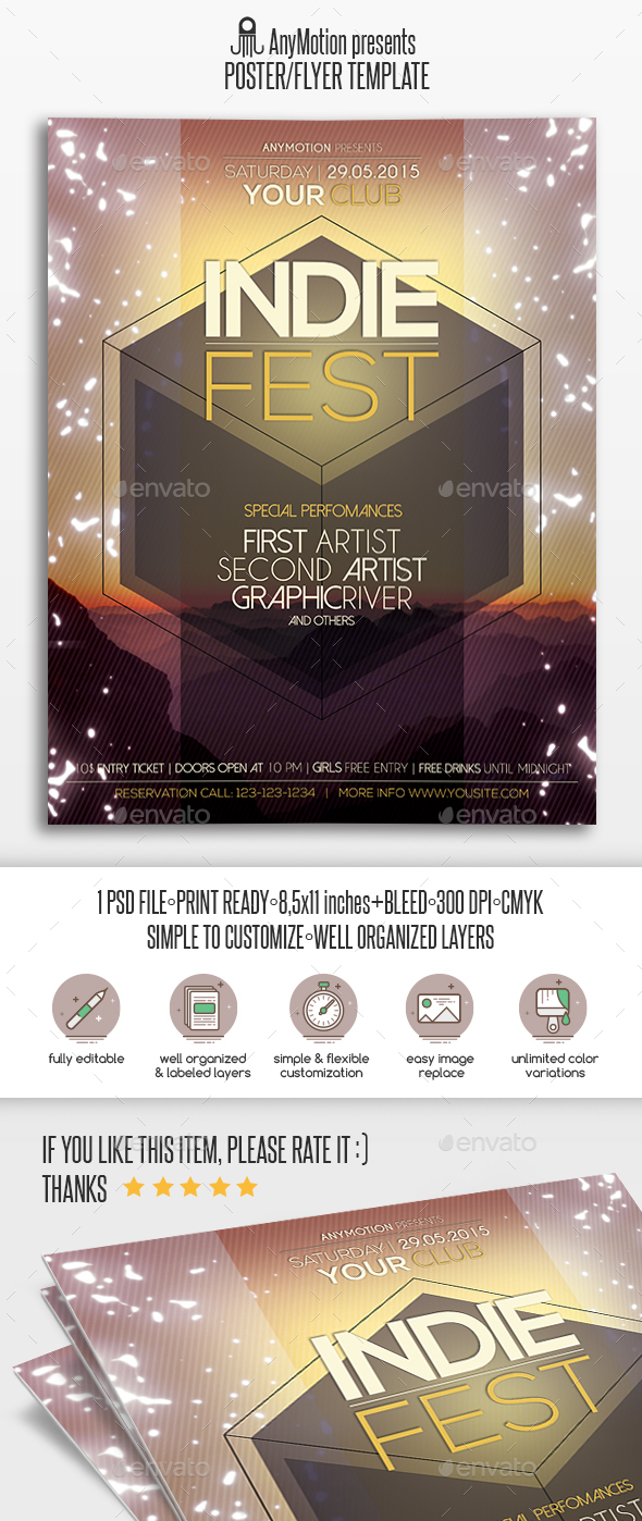 Indie Party Flyer / Poster Print Template - Clubs & Parties Events