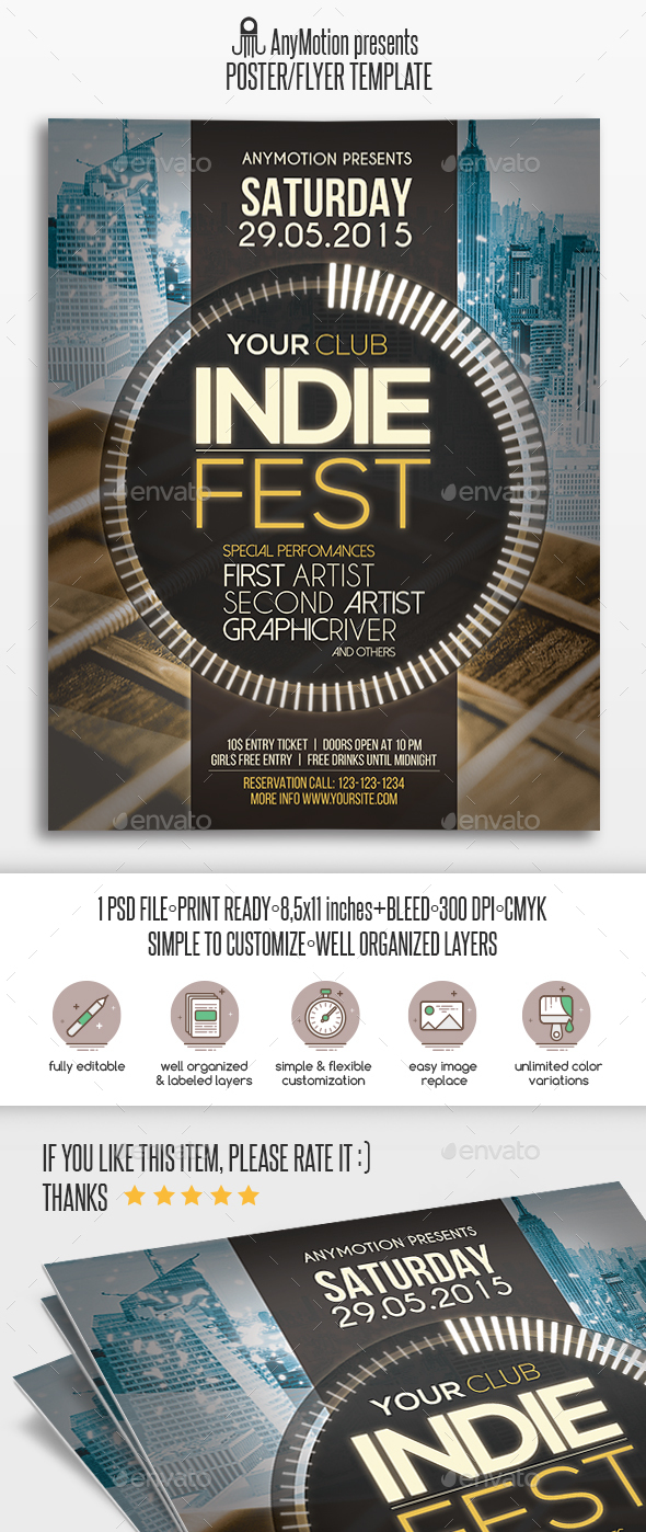 Indie Fest Flyer | Poster - Clubs & Parties Events