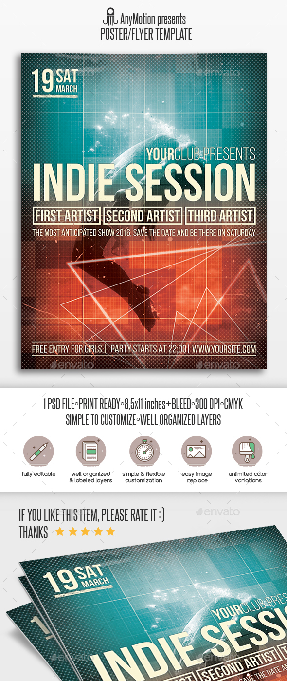 Indie Session Flyer Template - Clubs & Parties Events