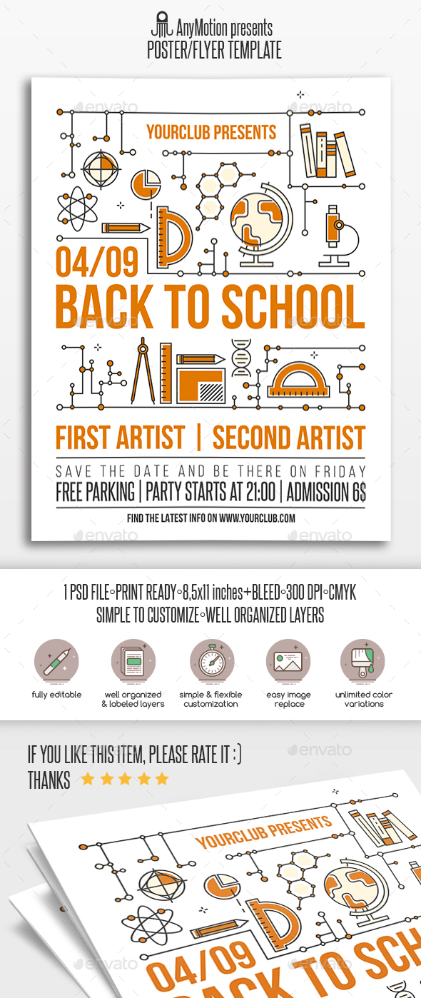 Back To School Flyer | Poster - Clubs & Parties Events
