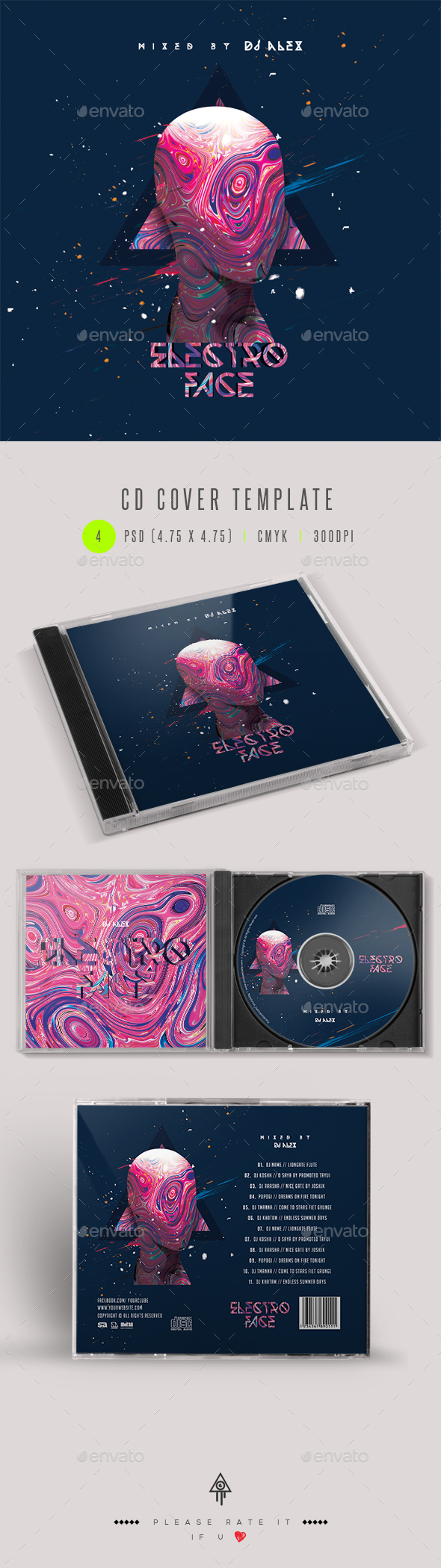 Electro Face - CD DVD Cover Artwork - CD & DVD Artwork Print Templates