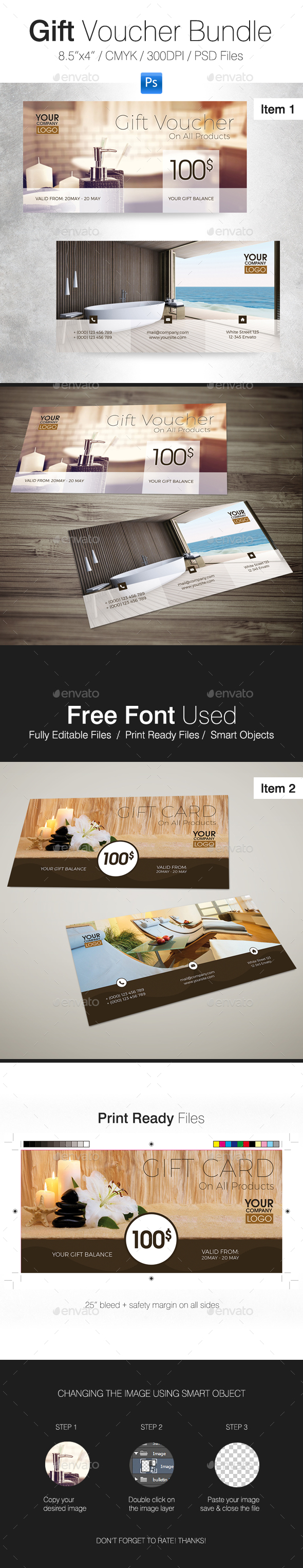 Gift Voucher Bundle - Cards & Invites Print Templates