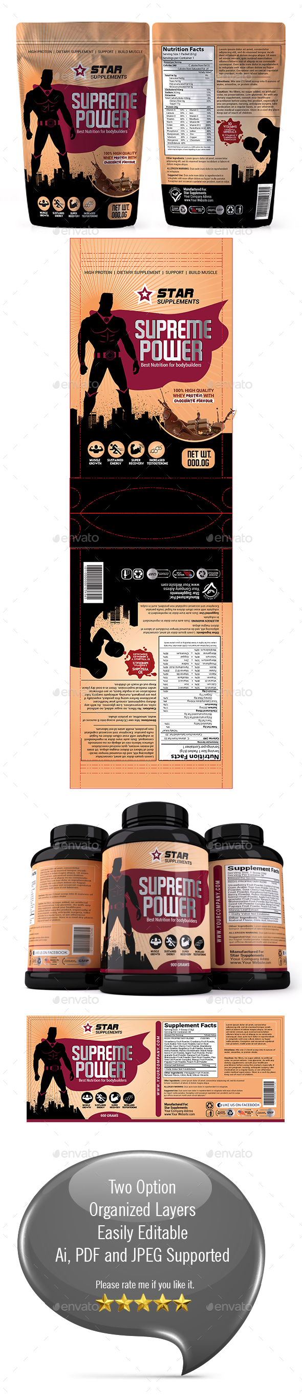 Supplement Packaging Template 02 - Packaging Print Templates