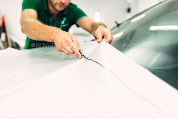 Car paint protection, protect coating installation - Stock Photo - Images