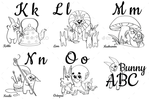 Colorless Alphabet Letters for Kids Coloring Book - Miscellaneous Vectors