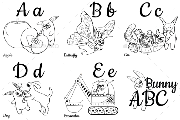 Colorless Alphabet Letters for Kids Coloring Book - Miscellaneous Vectors