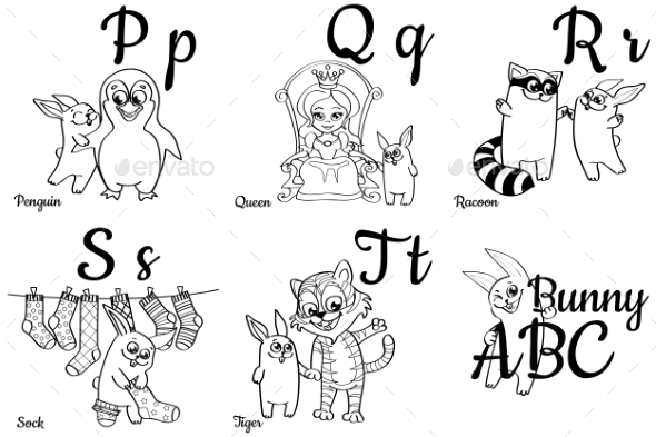 Colorless Alphabet Letters for Kids Coloring Book - Miscellaneous Vectors