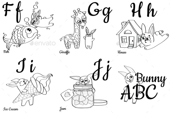 Colorless Alphabet Letters for Kids Coloring Book - Miscellaneous Vectors
