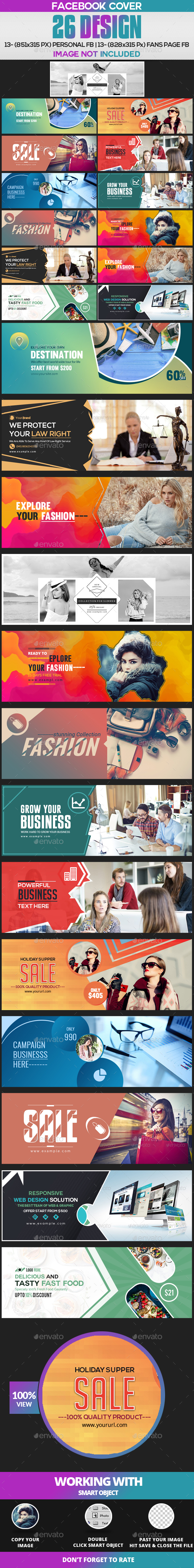 Facebook Cover Bundle - 26 Design - 10 Set - Facebook Timeline Covers Social Media
