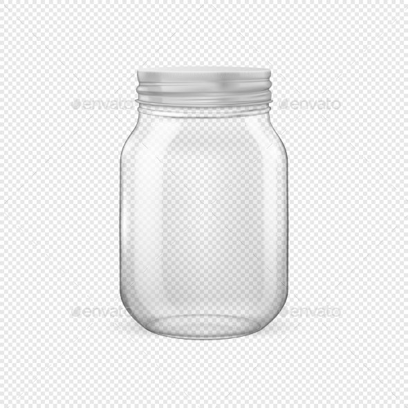 Vector Realistic Empty Glass Jar for Canning - Food Objects