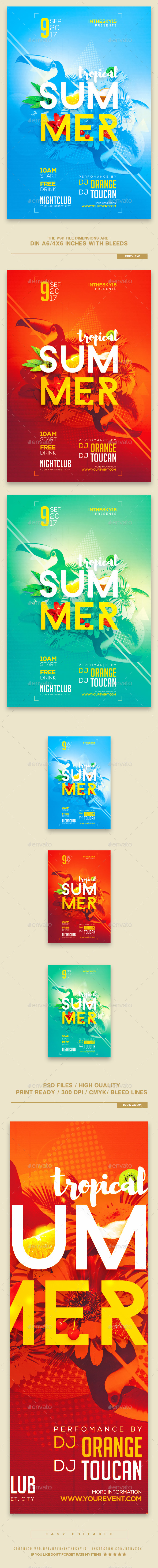 Tropical Summer Flyer Template - Print Templates