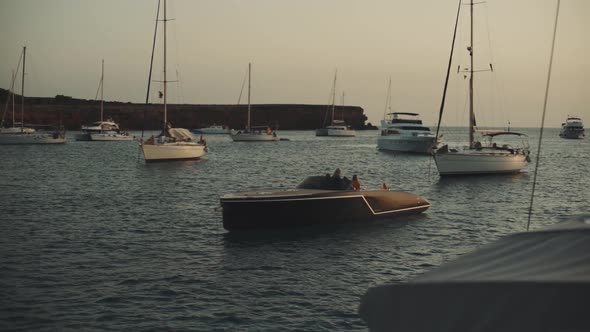 Many Yachts in a Bay on Formentera Island alt