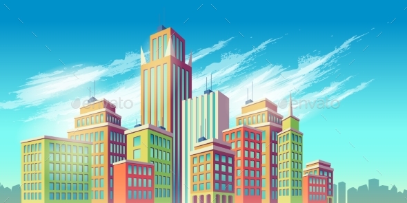 Cartoon Urban City - Buildings Objects