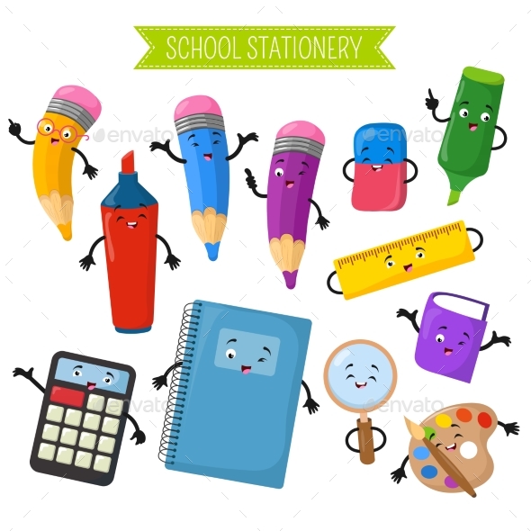 Cartoon 3d Vector Characters of School Writing by MicrovOne | GraphicRiver