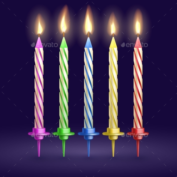 Burned Birthday Party and Xmas Candles Isolated - Man-made Objects Objects