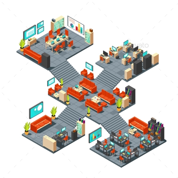 Corporate Professional 3D Office Isometric - Man-made Objects Objects