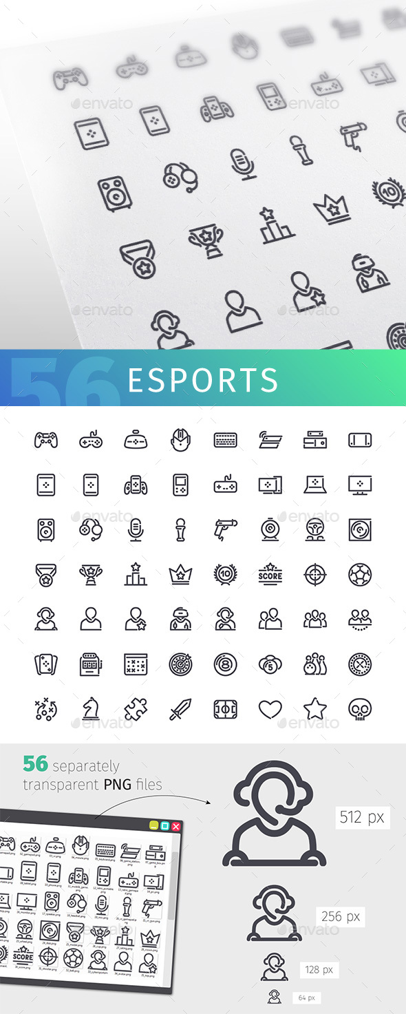 Esports Line Icons Set - Technology Icons