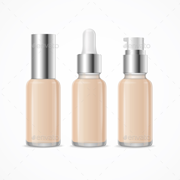 Realistic 3d Empty Template Foundation Cream Tube Package Mock Up Set. Vector - Objects Vectors