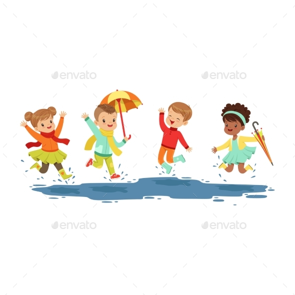 Kids Jumping and Splashing - Landscapes Nature