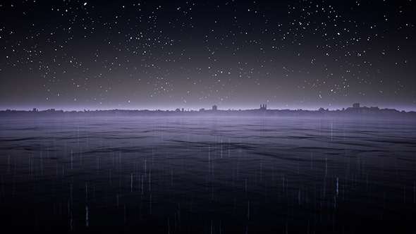 Night Town Sea Horizon 4K