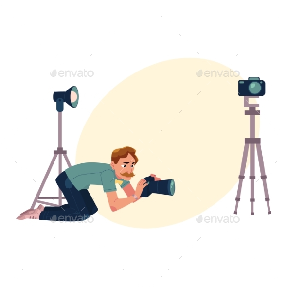 Photographer, Camera Man Taking Pictures, Shooting - People Characters