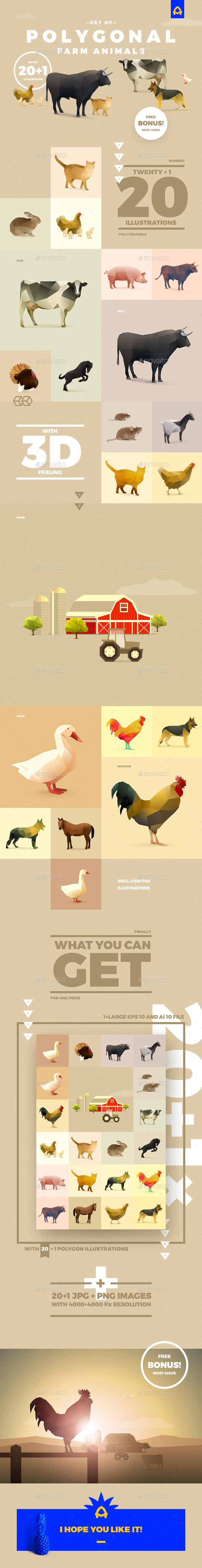 GraphicRiver Polygonal Farm Animals 20552445 GraphicRiver Polygonal Farm Animals 20552445