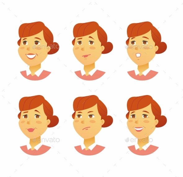 Female Facial Expressions - People Characters