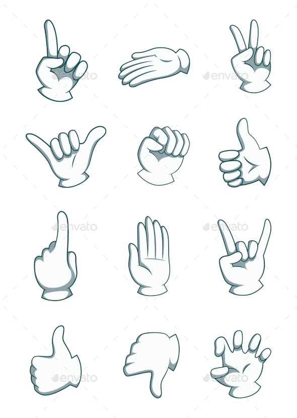 Cartoon Hands in Different Positions - Miscellaneous Characters