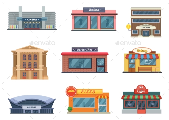 Shops and Municipal Buildings, Mini Stores - Buildings Objects