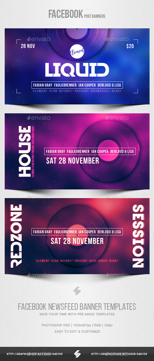 Electronic Music Party vol.31 - Facebook Post Banner Templates - Social Media Web Elements
